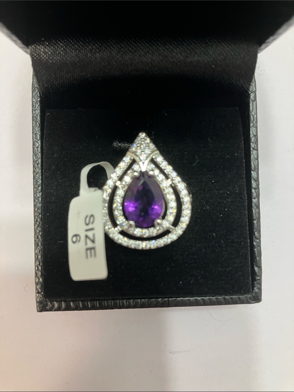 Gold Coast Platinum Plated teardrop ring Size 6